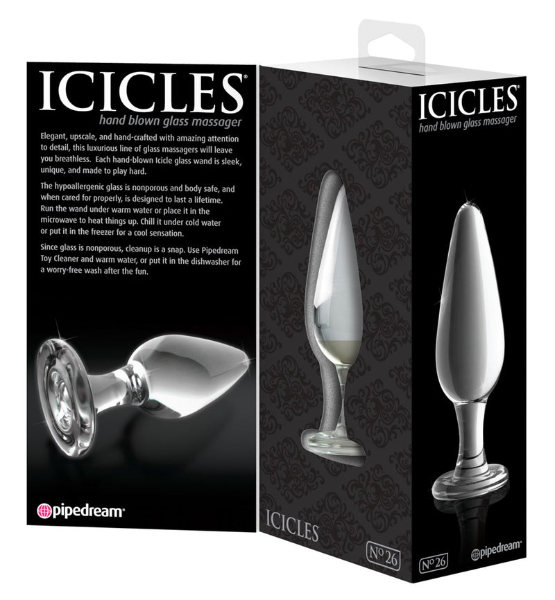 Icicles Glazen plug voor massage - Transparant