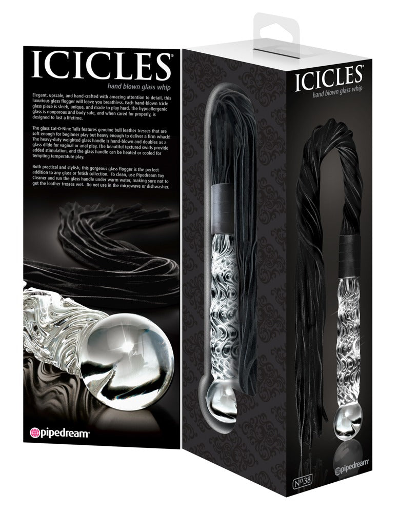 Icicles Dildo met flogger en textuur - Transparant