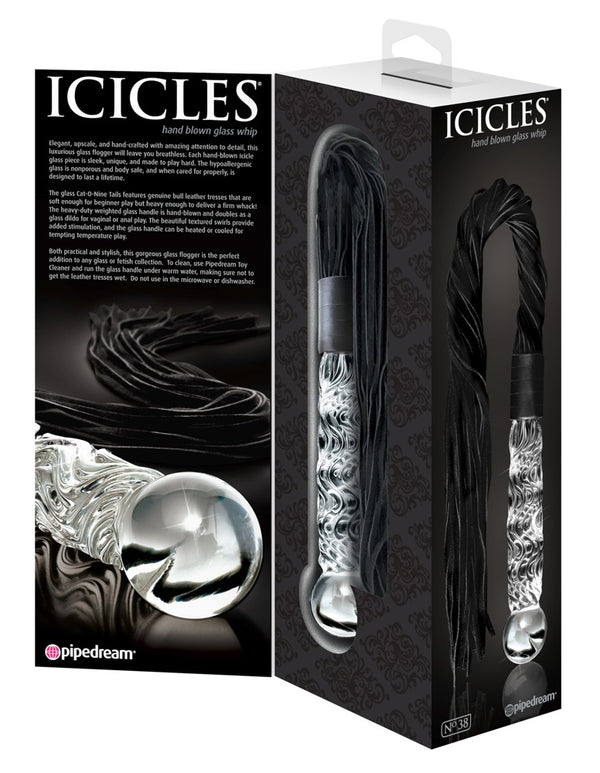 Icicles glas dildo met textuur - Transparant - Icicles - SKU: 5403070000