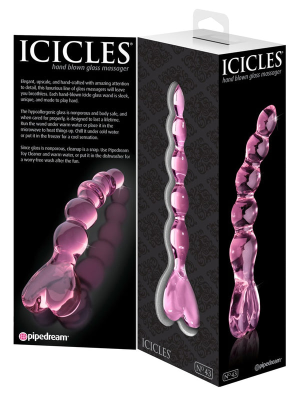 Icicles handgeblazen glazen dildo - Roze - Icicles - SKU: 5403150000
