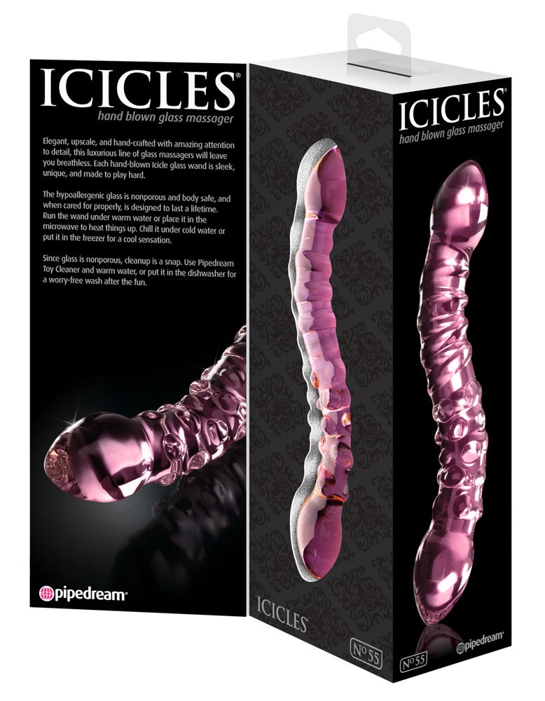 Icicles Glazen dildo opwarmbaar/afkoelbaar - Roze