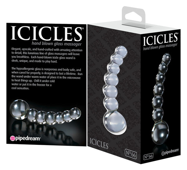 Icicles Glazen dildo met temperatuurwissel - Transparant - Icicles - SKU: 5404040000