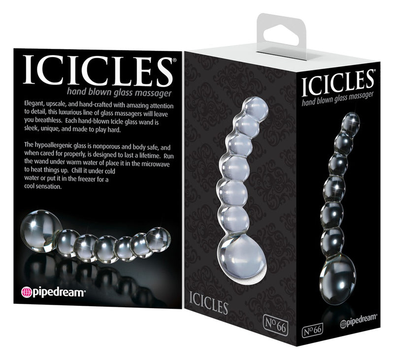 Icicles Glazen dildo met temperatuurwissel - Transparant