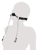 Fetish Fantasy Extreme Ball gag met verstelbare tepelklemmen - Zilver