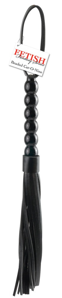 Fetish Fantasy Series Flogger met kralenhandvat en kunstleren bladen - Zwart - Fetish Fantasy Series - SKU: 5405010000