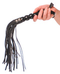 Fetish Fantasy Series Flogger met kralenhandvat en kunstleren bladen - Zwart