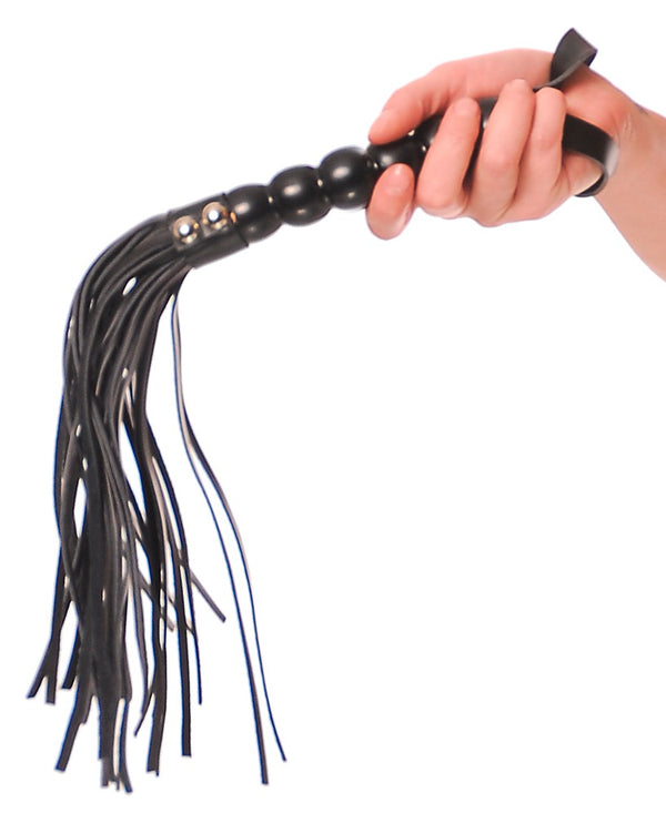 Fetish Fantasy Series Flogger met kralenhandvat en kunstleren bladen - Zwart - Fetish Fantasy Series - SKU: 5405010000