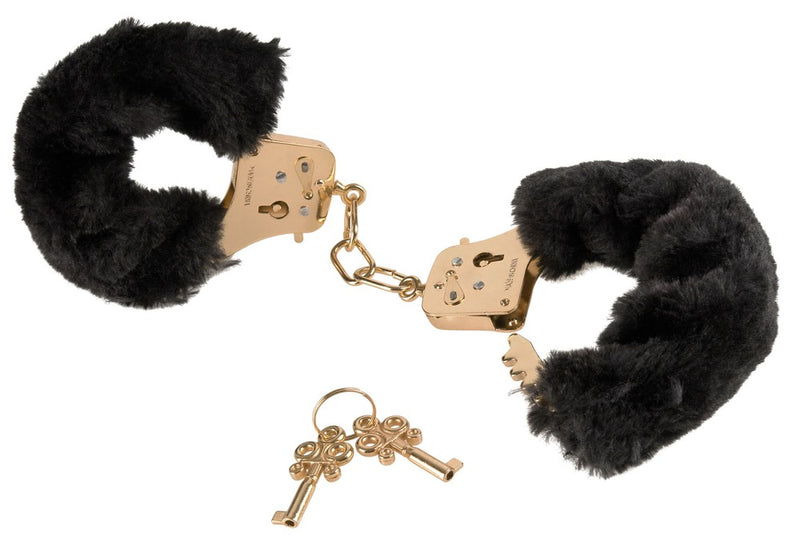 Fetish Fantasy Gold Boeien met bontvoering en veilig ontgrendelingshendel - **Goud**