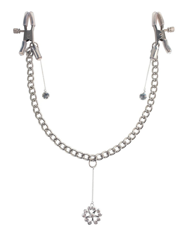 Fetish Fantasy Series Tepelklemmen verstelbaar met decoratieve hanger - Zilver