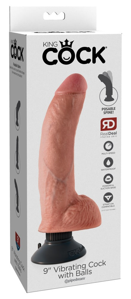 King Cock 9" vibrerende cock - Huidskleur Licht - King Cock - SKU: 5419230000