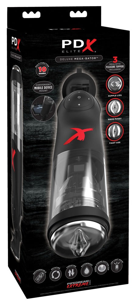 PDX Elite masturbator met 3 gaten - Zwart - PDX Elite - SKU: 5429110000