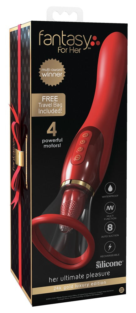 Fantasy For Her 3-in-1 vibrator met zuignap - Rood - Fantasy For Her - SKU: 5443880000