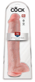 King Cock Cock met ballen 15" - Huidskleur Licht