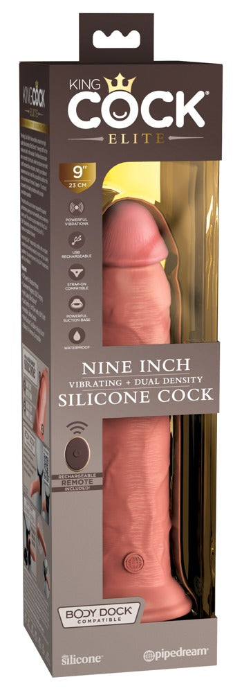 King Cock Elite 9" vibrator dubbele - Huidskleur Licht - King Cock Elite - SKU: 5468440000