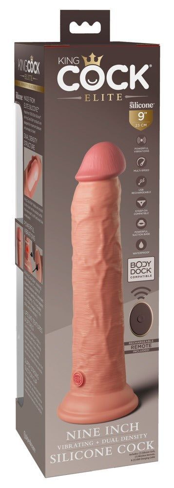 King Cock Elite 9" vibrator dubbele - Huidskleur Licht - King Cock Elite - SKU: 5468440000