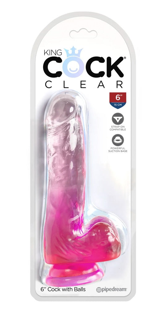 6" dildo met bal - King Cock Clear - SKU: 5470770000