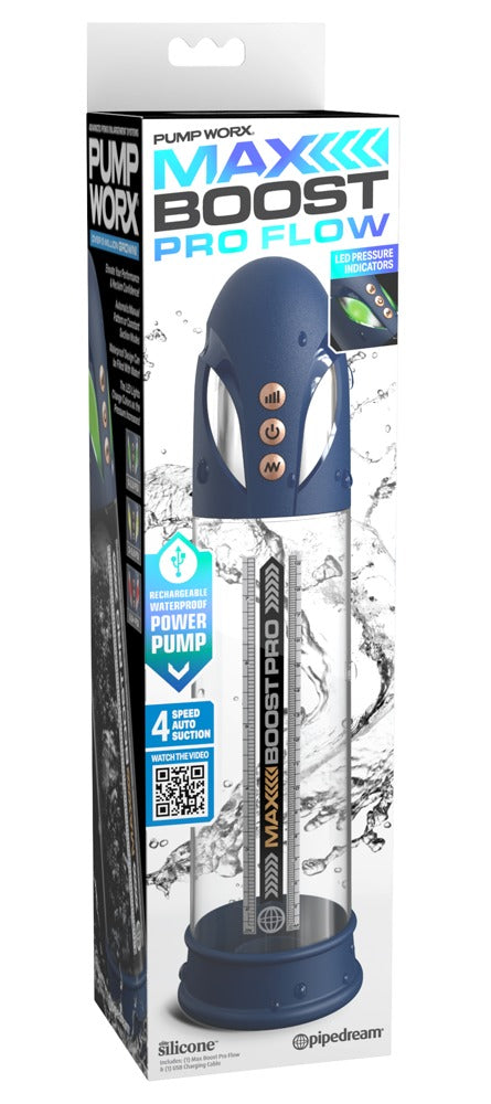 Pump Worx Max Boost Pro Flow penis pomp - Blauw - Pump Worx - SKU: 5474500000