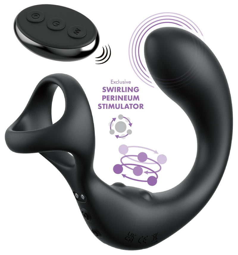 Anal Fantasy Elite Prostate vibrator met perineumstimulator & cockring - Zwart