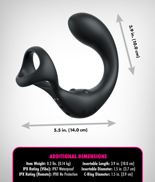 Anal Fantasy Elite Prostate vibrator met perineumstimulator & cockring - Zwart - Anal Fantasy Elite - SKU: 5479640000