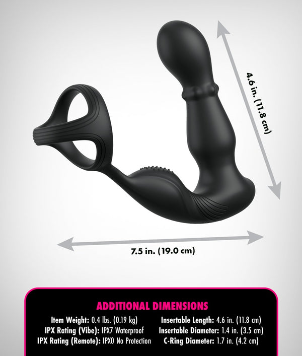 Anal Fantasy Elite Anaal vibrator met perineumstimulator & pikring - Zwart - Anal Fantasy Elite - SKU: 5479720000