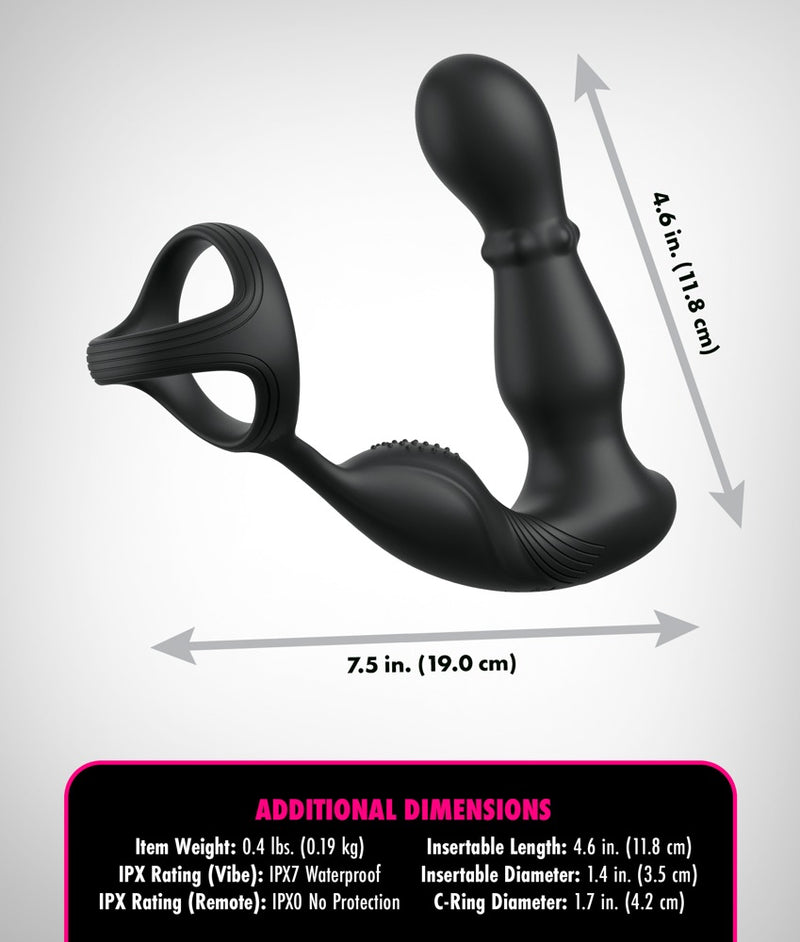Anal Fantasy Elite Anaal vibrator met perineumstimulator & pikring - Zwart