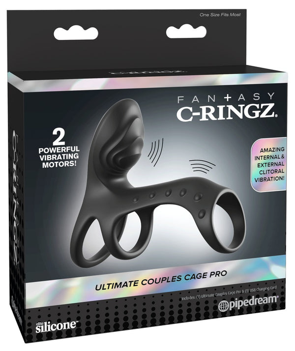 Fantasy C-Ringz Koppelkooi met dubbele vibratie - Zwart - Fantasy C-Ringz - SKU: 5481700000