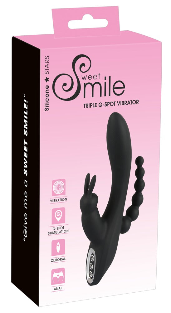 Sweet Smile G-spot vibrator met rabbit design - Zwart - Sweet Smile - SKU: 5506710000