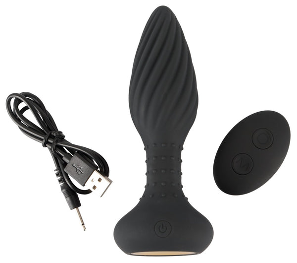 ANOS Butt Plug spiraalvormig - Zwart - ANOS - SKU: 5507600000