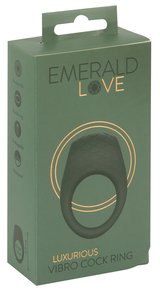 Emerald Love vibro-cock ring met ruitpatroon - Groen - Emerald Love - SKU: 5518640000