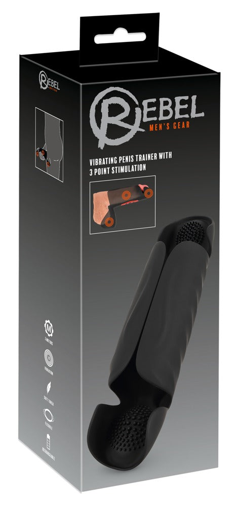 Rebel Penis Trainer met 3-punts stimulatie - Zwart - Rebel - SKU: 5528440000