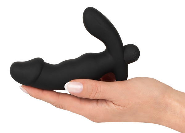 ANOS Pikvormige Butt Plug met trilling - Zwart - ANOS - SKU: 5530000000
