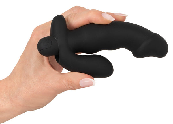 ANOS Pikvormige Butt Plug met trilling - Zwart - ANOS - SKU: 5530000000