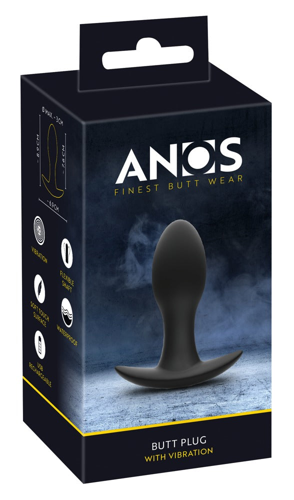 ANOS Butt plug met trillingen - Zwart - ANOS - SKU: 5530180000
