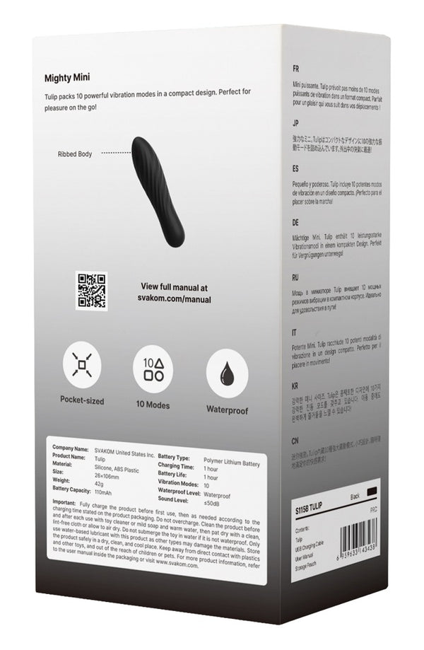 SVAKOM waterproof bulletvibrator Tulp - Zwart - SVAKOM - SKU: 5545610000