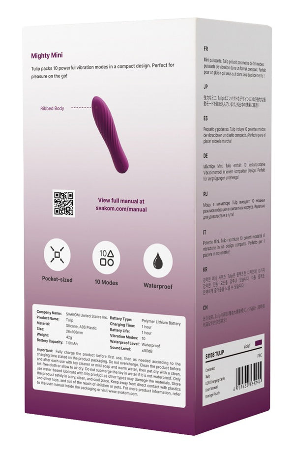 SVAKOM Tulp vibrator met gegroefd ontwerp - Zwart - SVAKOM - SKU: 5545880000