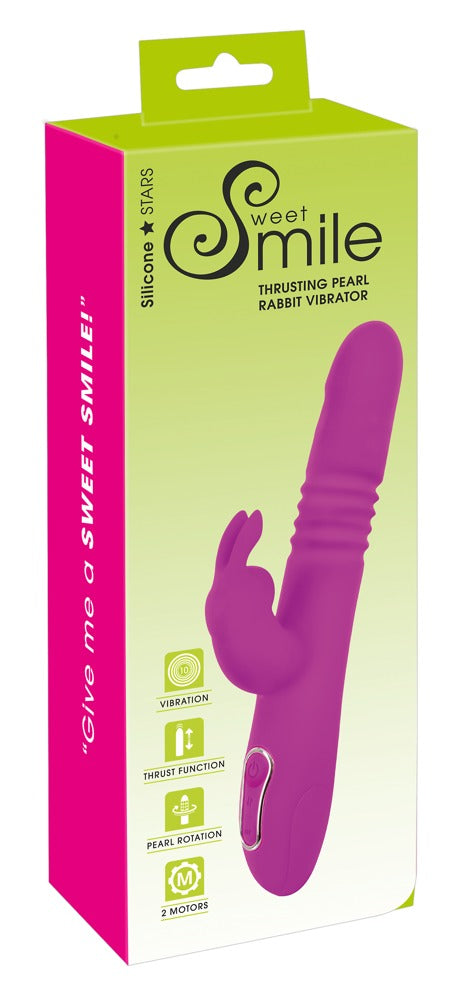 Sweet Smile Thrusting Pearl Rabbit vibrator - Roze - Sweet Smile - SKU: 5548040000