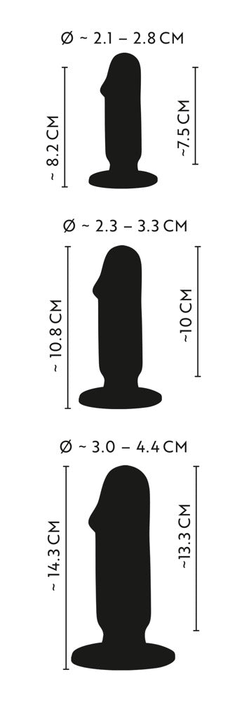 ANOS buttplug trio met zuignap - Zwart - ANOS - SKU: 5548470000
