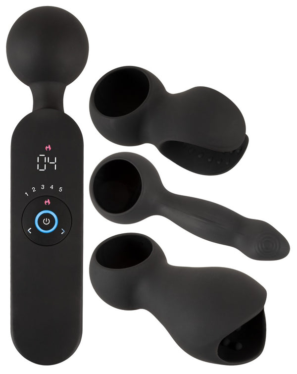 Couples Choice vibrator met 3 opzetstukken - Zwart - Couples Choice - SKU: 5556140000