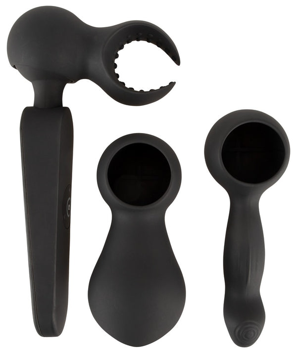 Couples Choice vibrator met 3 opzetstukken - Zwart - Couples Choice - SKU: 5556140000