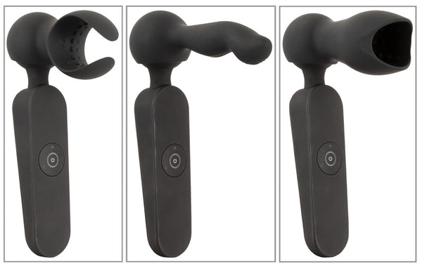Couples Choice vibrator met 3 opzetstukken - Zwart - Couples Choice - SKU: 5556140000