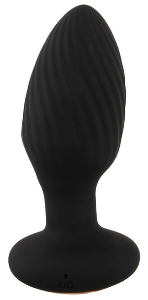 ANOS Butt plug roterend met spiraalvormige vibratie - Zwart