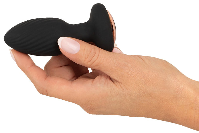 ANOS Butt plug roterend met spiraalvormige vibratie - Zwart