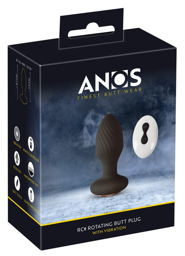 ANOS Butt plug roterend met spiraalvormige vibratie - Zwart - ANOS - SKU: 5570560000