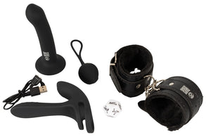 Magic Shiver Loveset met 5 speeltjes en dobbelspel - Zwart