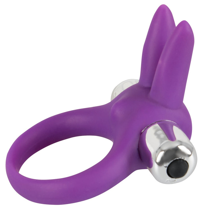 Sweet Smile Trillende cock ring met konijnenoren - Paars