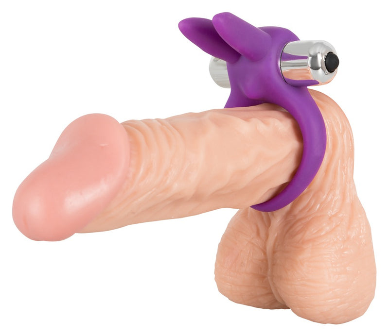 Sweet Smile Trillende cock ring met konijnenoren - Paars