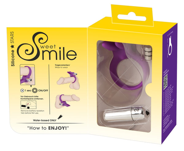 Sweet Smile Trillende cock ring met konijnenoren - Paars - Sweet Smile - SKU: 5835370000