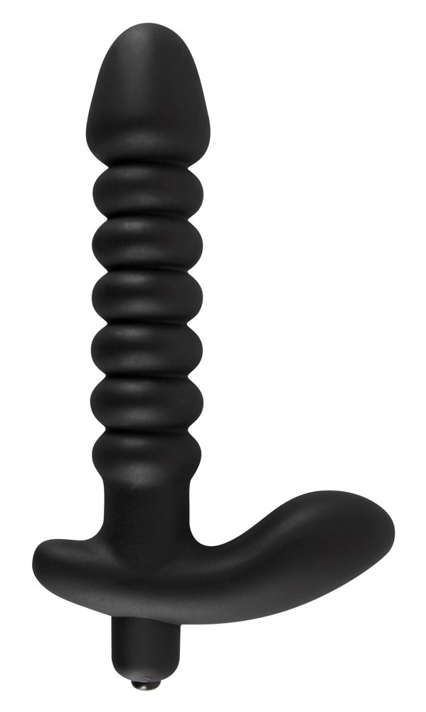 Black Velvets trillende plug met groeven - Zwart - Black Velvets - SKU: 5847380000