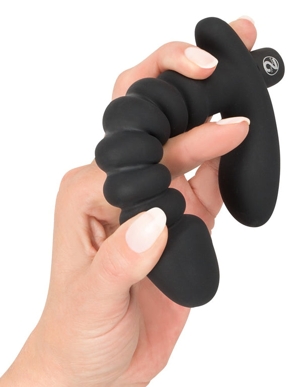 Black Velvets trillende plug met groeven - Zwart - Black Velvets - SKU: 5847380000