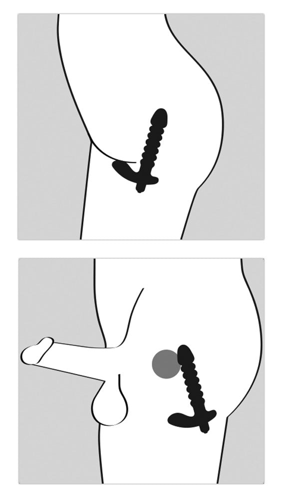 Black Velvets trillende plug met groeven - Zwart - Black Velvets - SKU: 5847380000